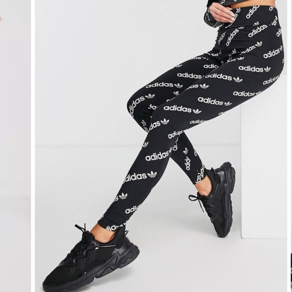 Brand New Adidas Originals 'Logomania' Repeat Logo Leggings - Picture 5 of 14